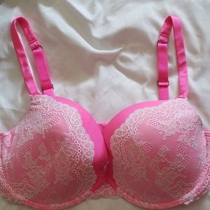 Hot pink and lace push up bra